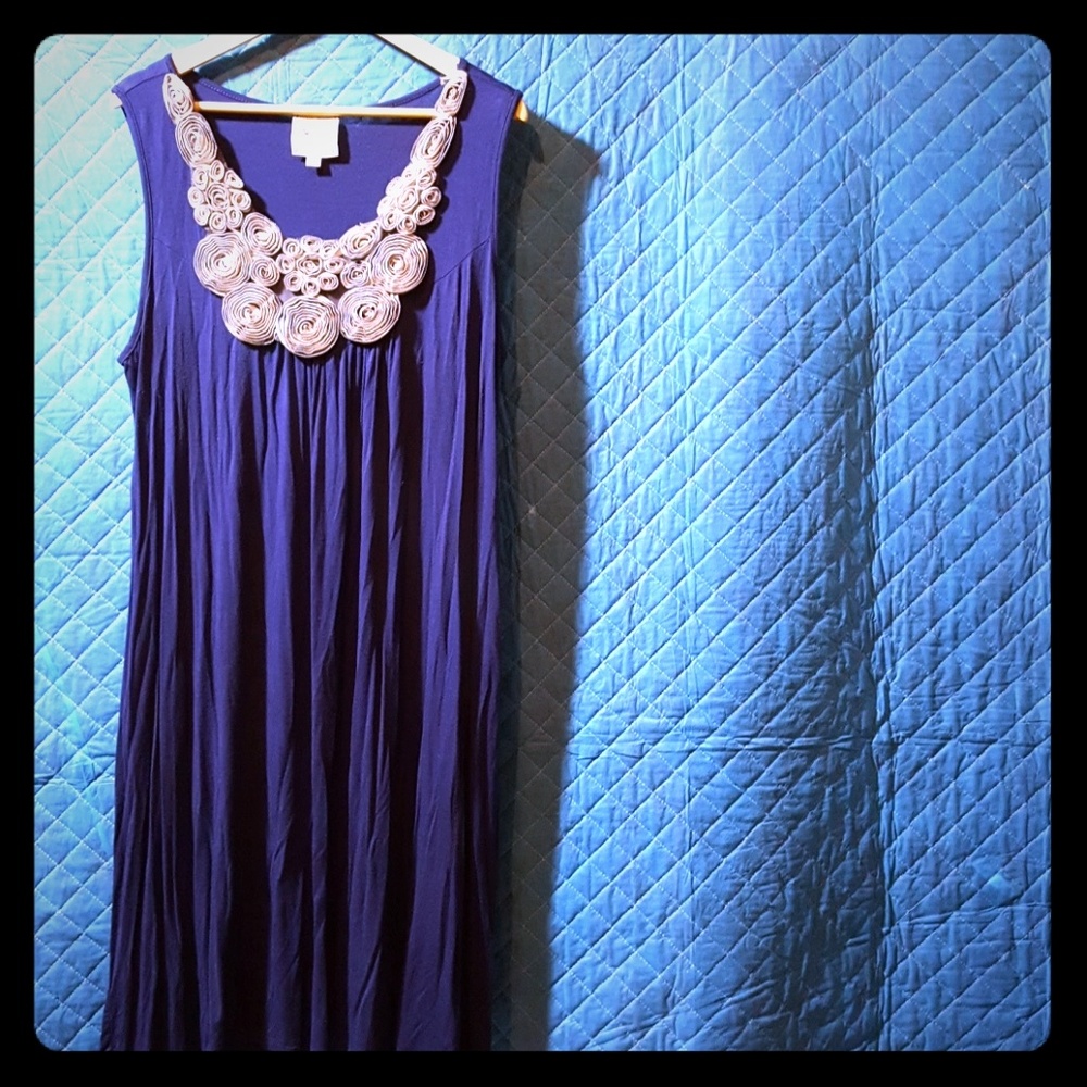 Pink rose fancy neck summer dress
